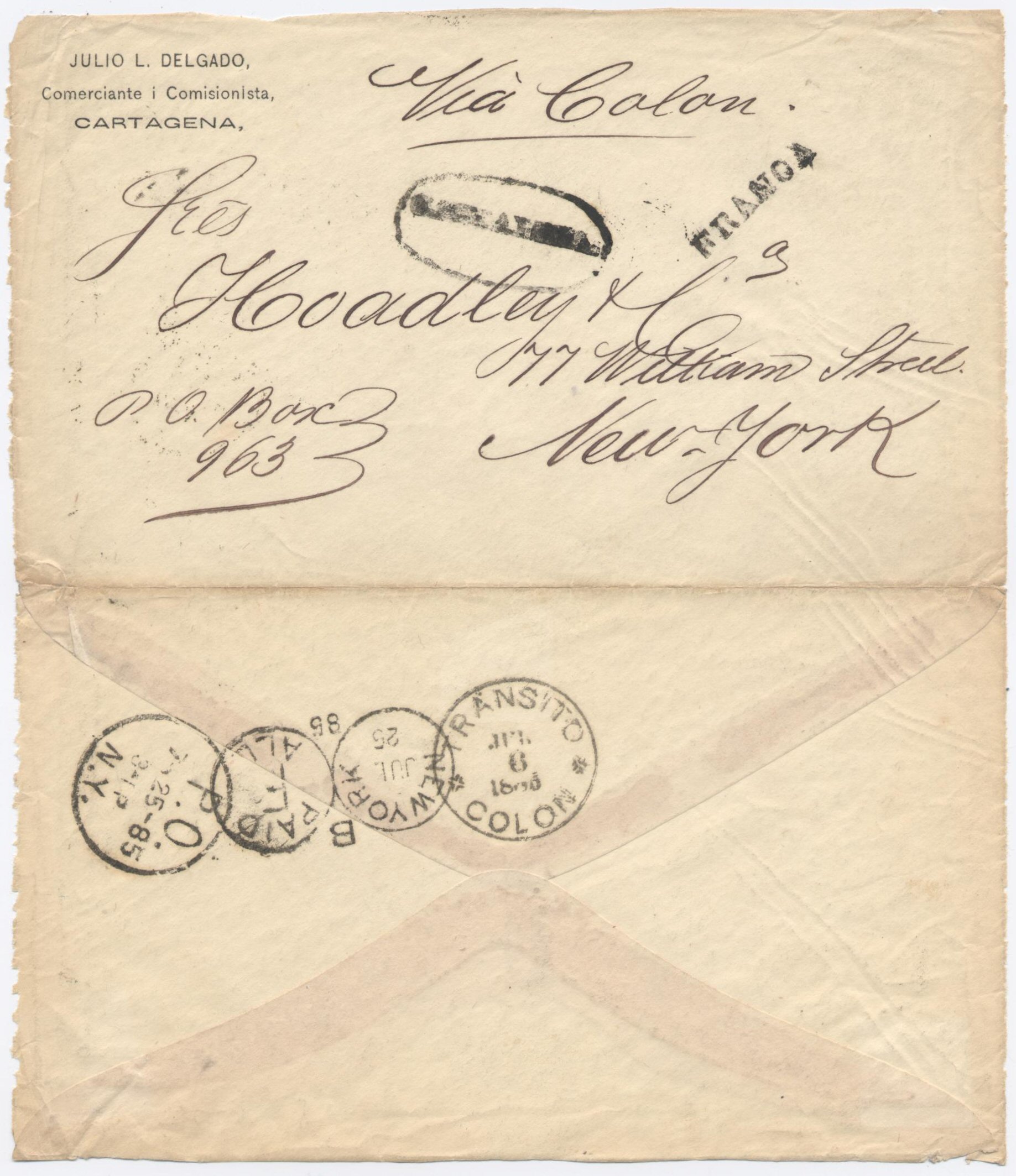 Cartagena 1885 Stamp Shortage Cover