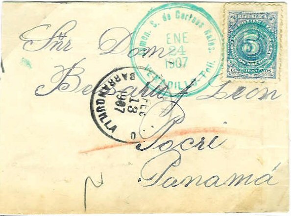 Colombia 1907 Venadillo letter