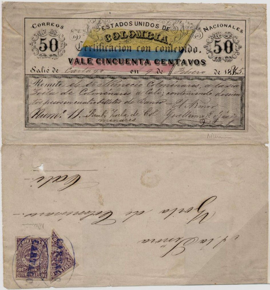 1865 Issue 50 centavos cubierta cover